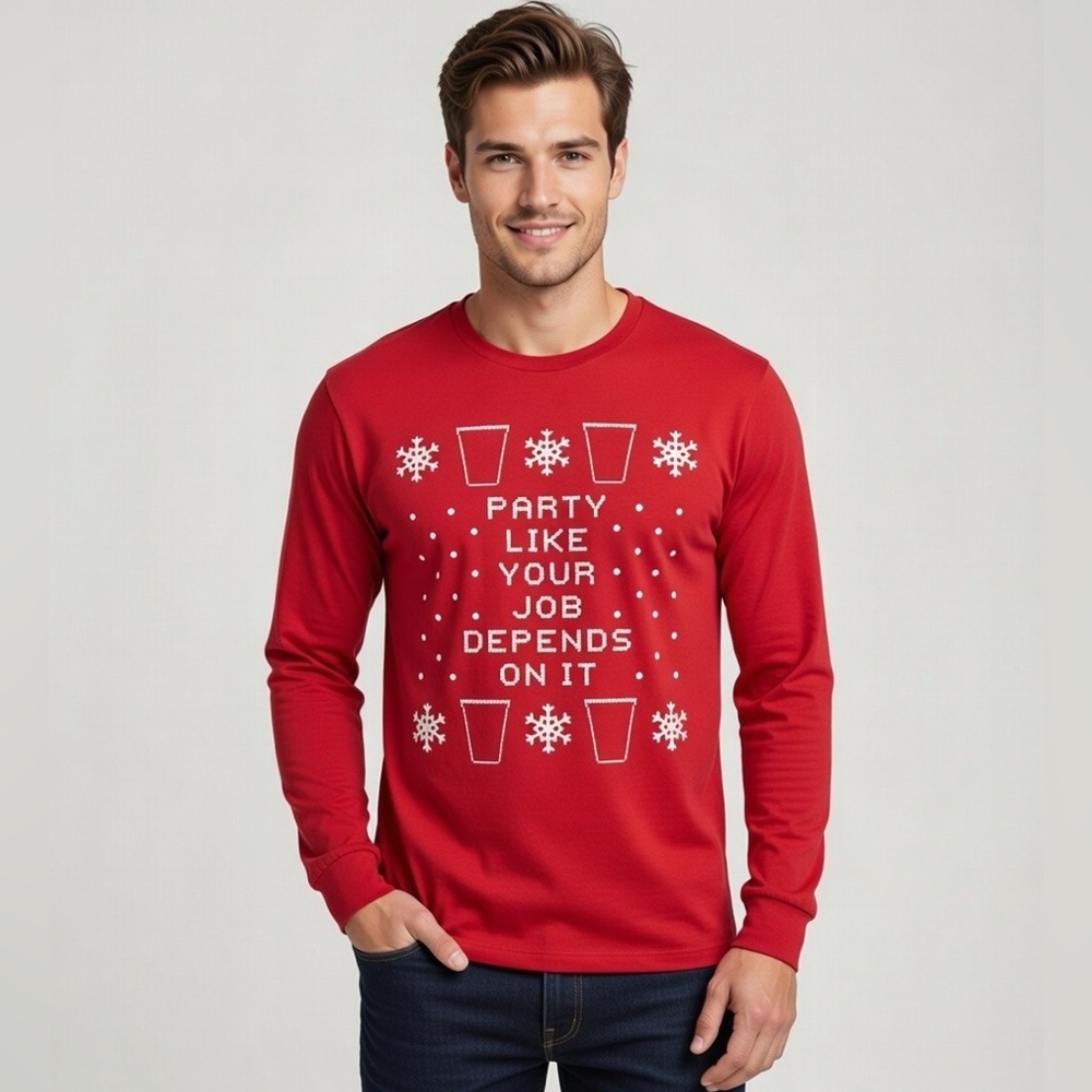 Party Like Your Job Depends on It Office Christmas Party Long Sleeve Tee